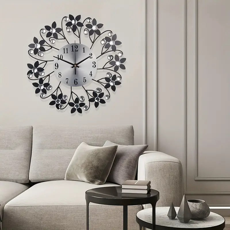 Crystal Accent Floral Wall Clock