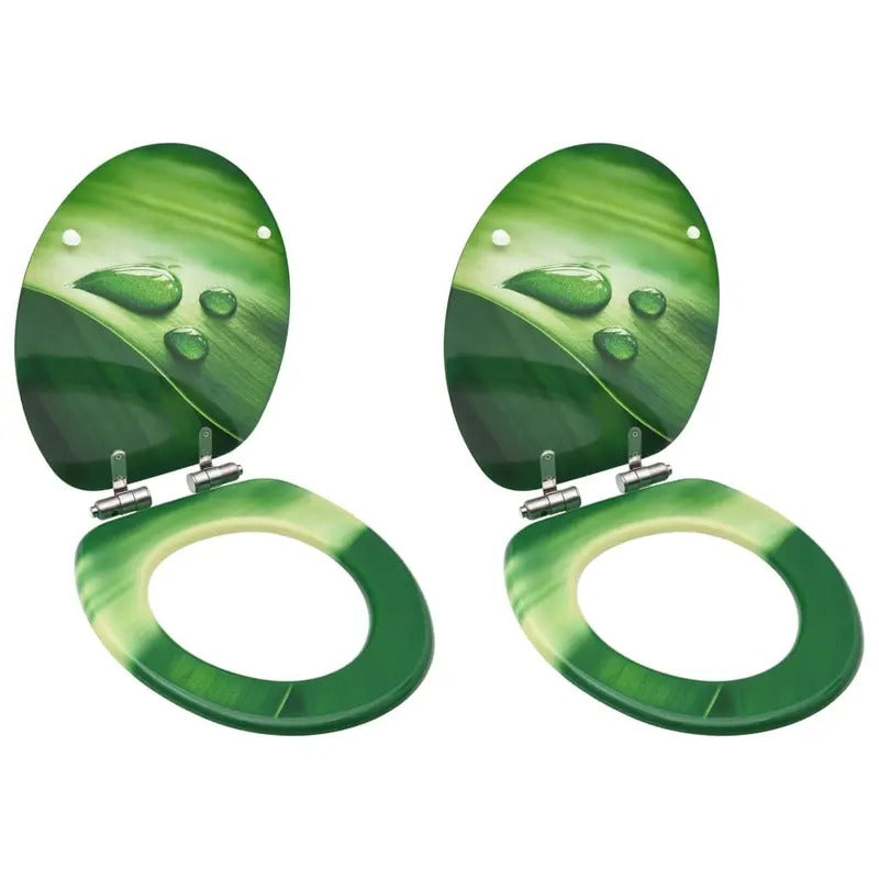 2 pcs Leaf Design Green Toilet Seat