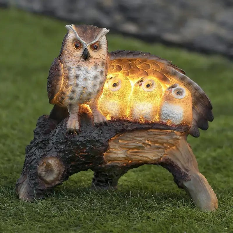 Owl and Owlets Light-Up Figurine