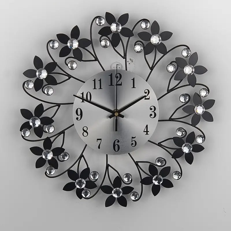 Crystal Accent Floral Wall Clock