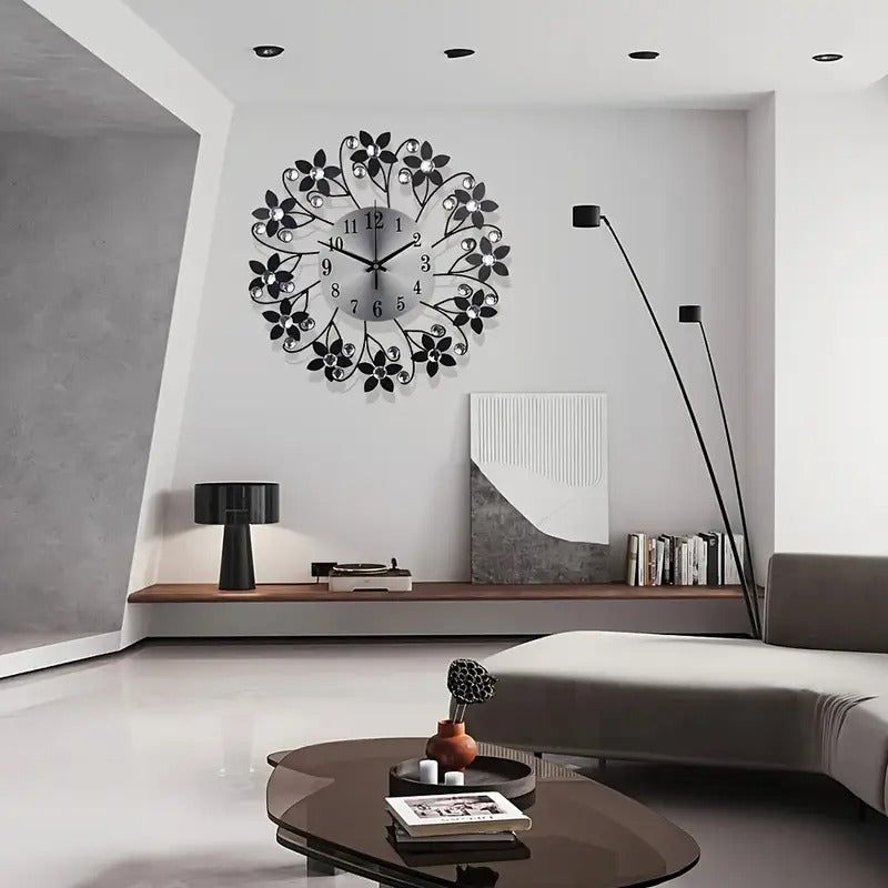 Crystal Accent Floral Wall Clock