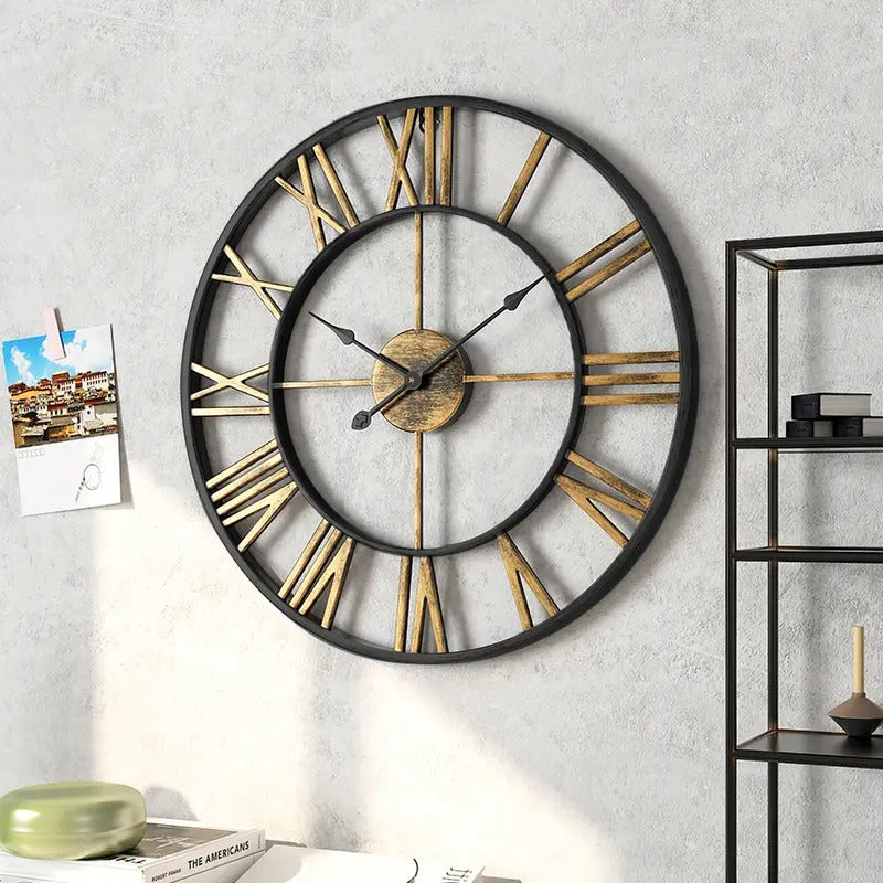 Open-Grid Roman Numeral Wall Clock