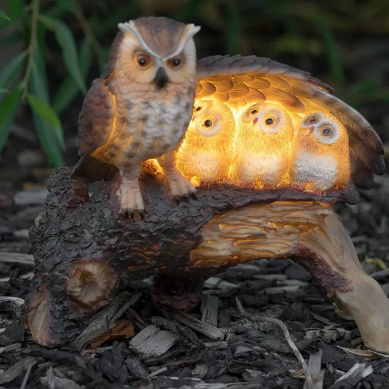Owl and Owlets Light-Up Figurine